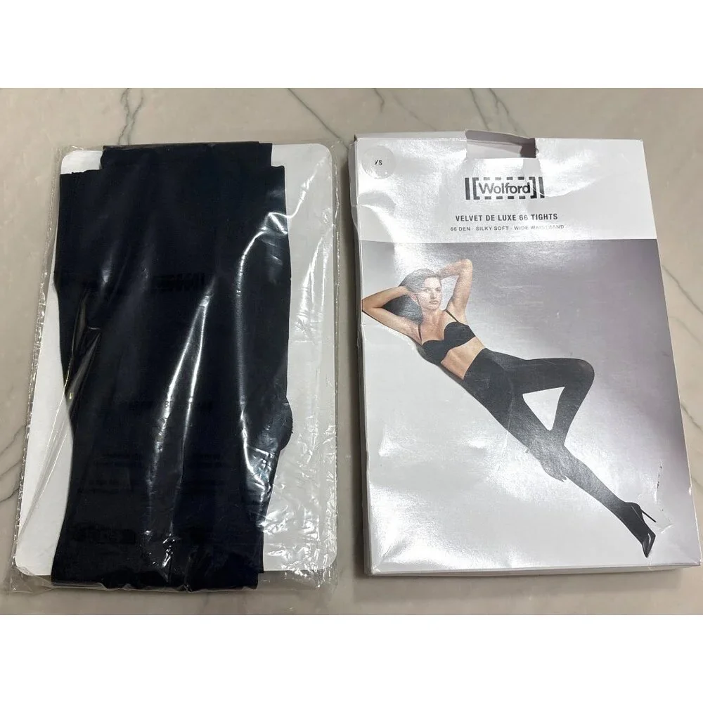 Wolford Velvet de Luxe 66 Comfort Tights in Black XSmall New Womens Nylons Panty